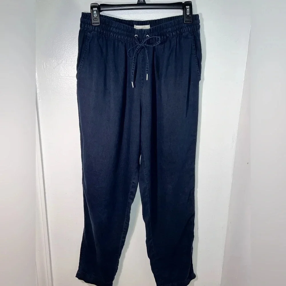 H&M, S, navy blue,‎ line pocketed elastic waist w/drawstring tassel jogger, pant